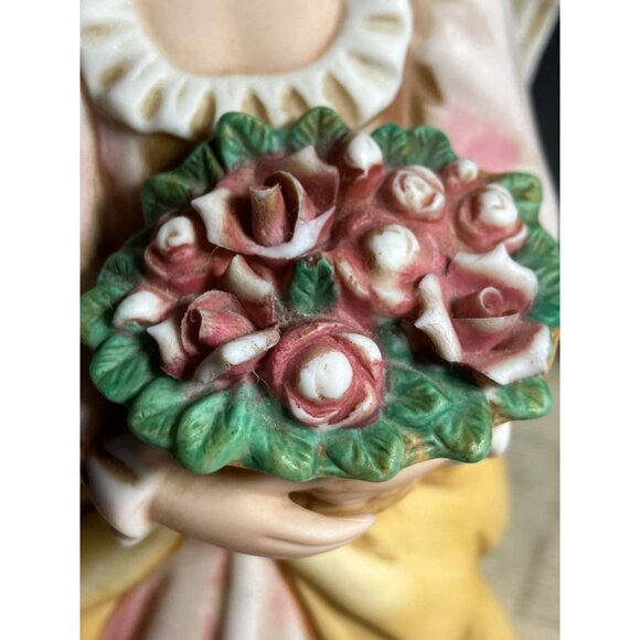 Homco Porcelain Angel Figurine 8806 With Floral Bouquet - Picture 3 of 11